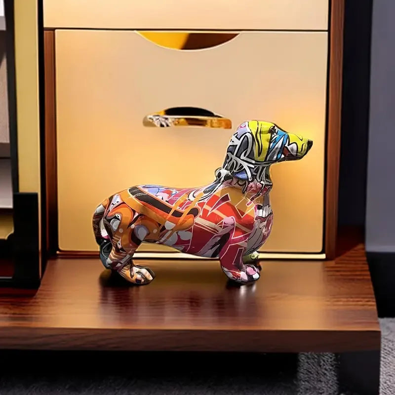 Colorful dachshund figurine