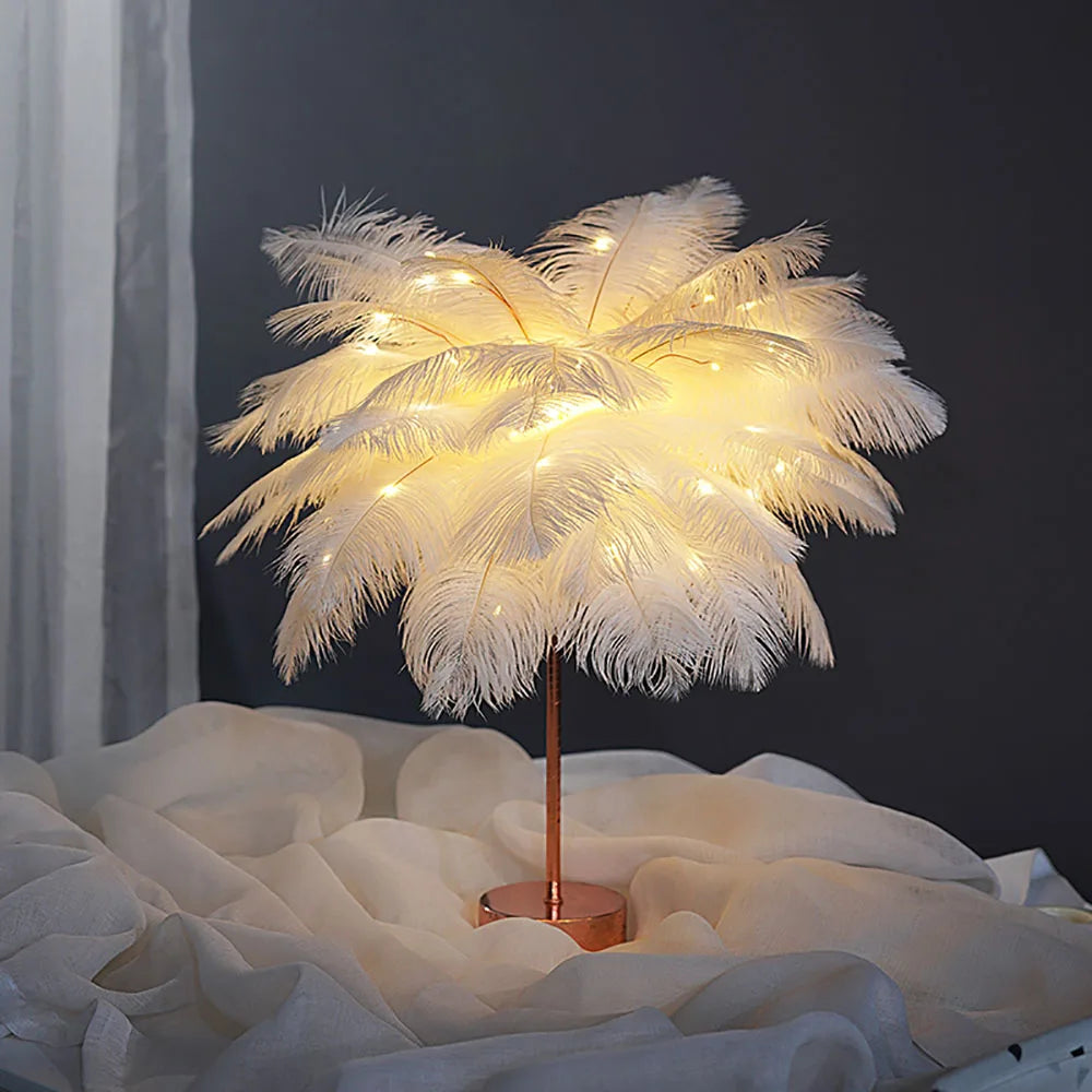 Touch Control Table Feather Lamp