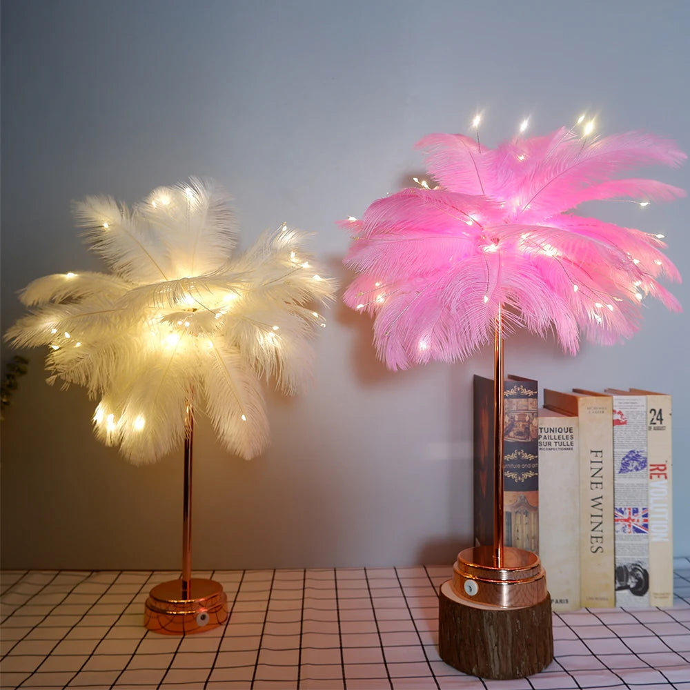 Touch Control Table Feather Lamp