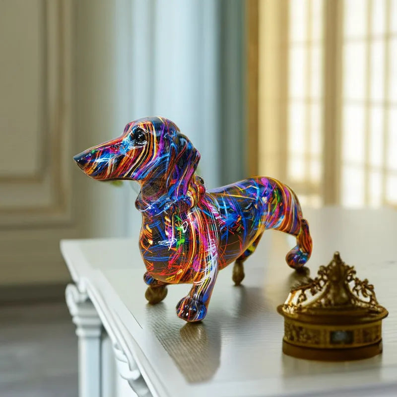 Colorful dachshund figurine