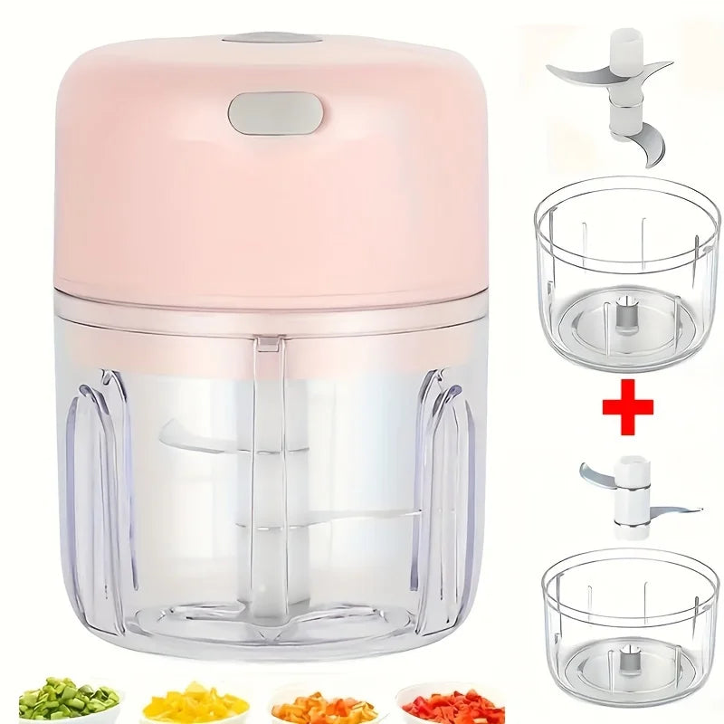 Electric Mini Food Chopper and Garlic Masher - Portable USB Meat Grinder and Vegetable Cutter for Kitchen Use