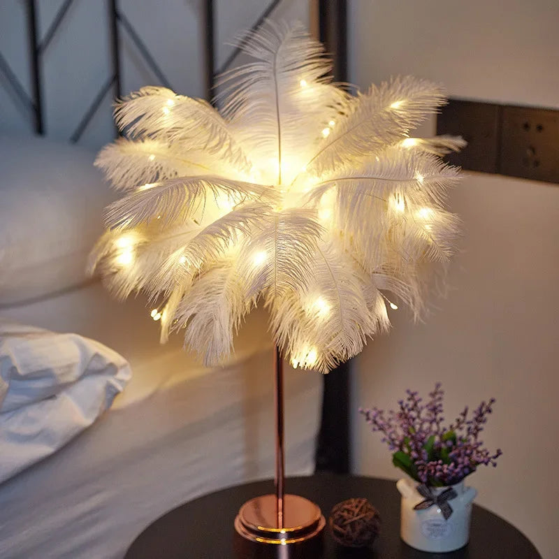 Touch Control Table Feather Lamp