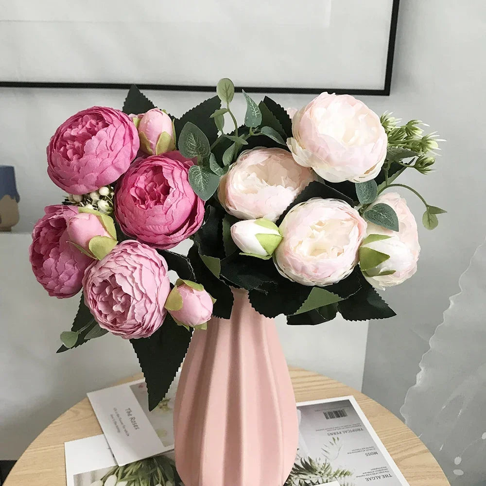 Artificial silk peony bouquet