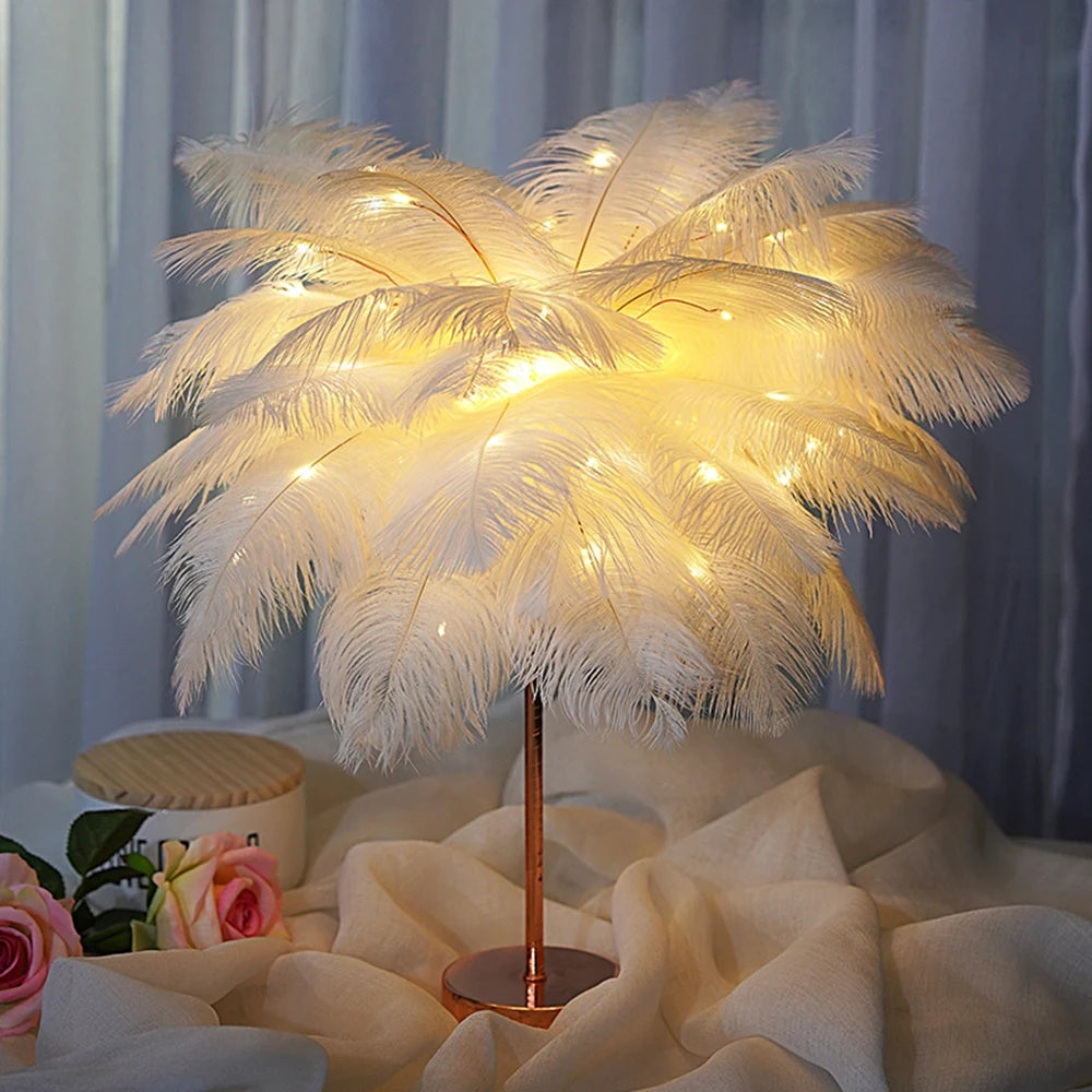 Touch Control Table Feather Lamp