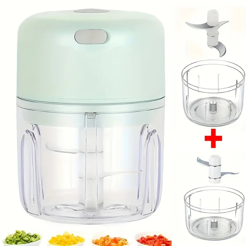 Electric Mini Food Chopper and Garlic Masher - Portable USB Meat Grinder and Vegetable Cutter for Kitchen Use