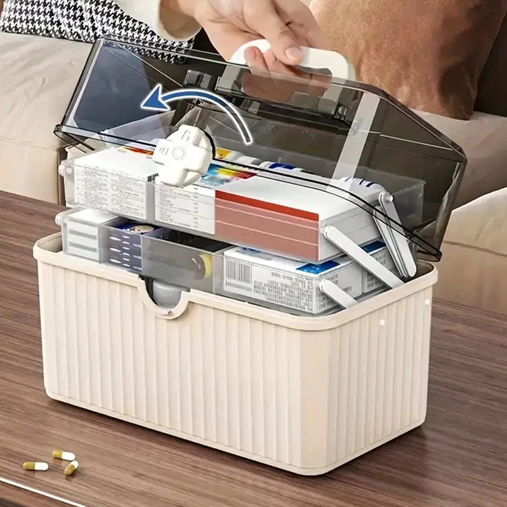 Large Capacity Multi-Layer Medicine Storage Box - Portable Dust-Proof Organizer and Emergency Kit