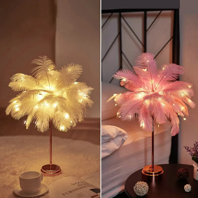 Touch Control Table Feather Lamp