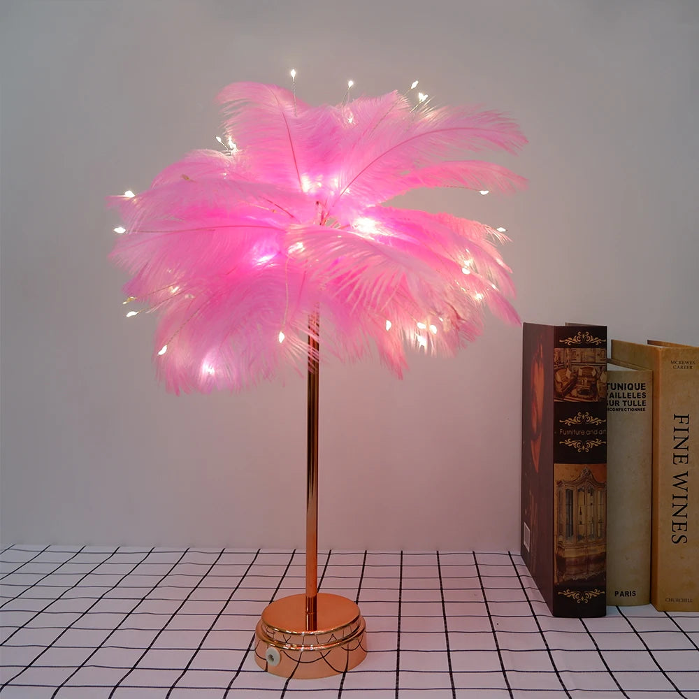 Touch Control Table Feather Lamp