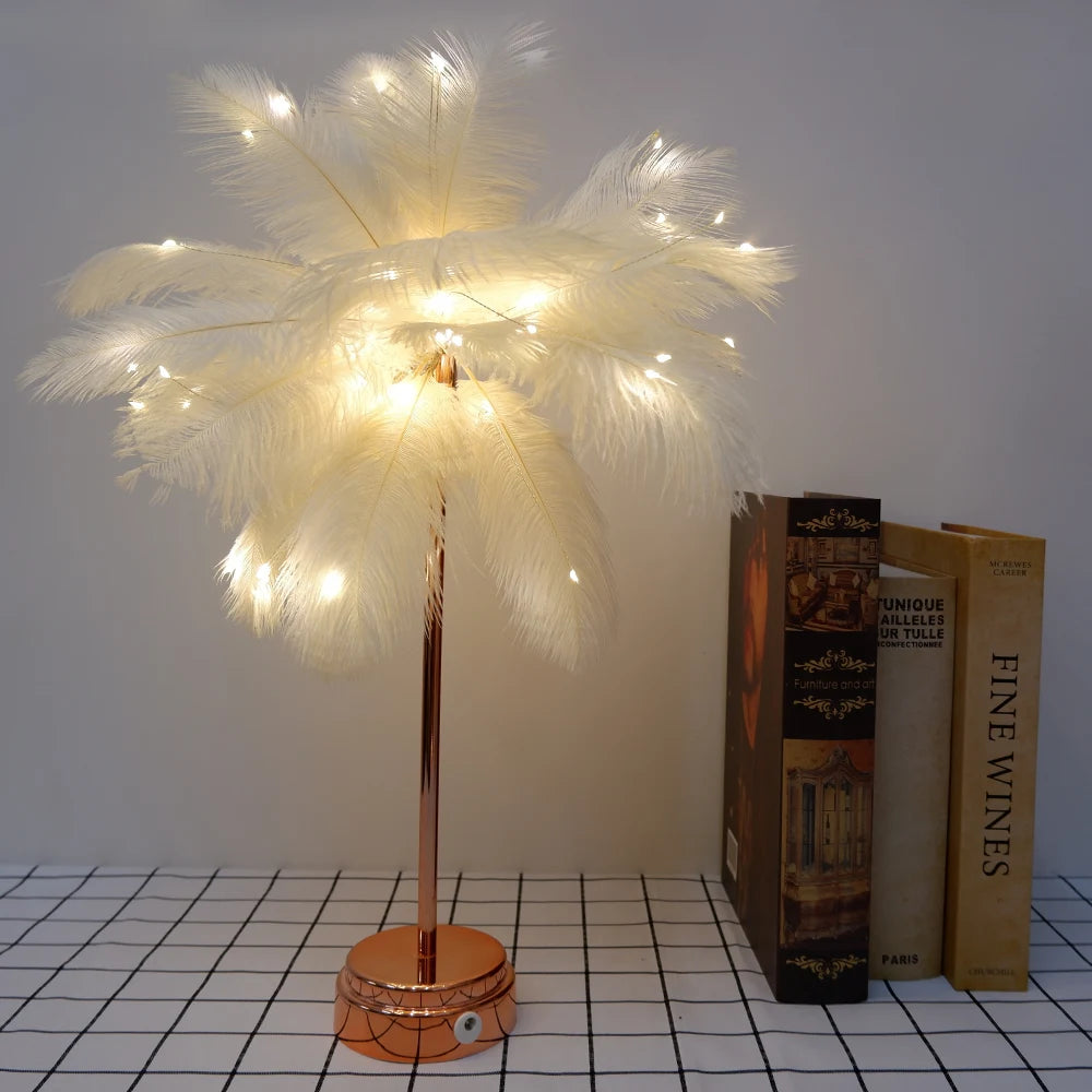 Touch Control Table Feather Lamp