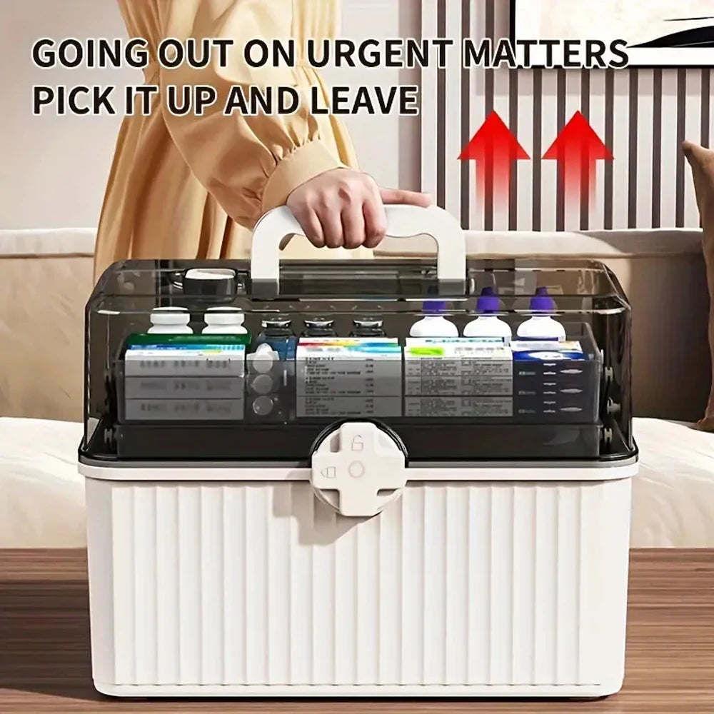 Large Capacity Multi-Layer Medicine Storage Box - Portable Dust-Proof Organizer and Emergency Kit