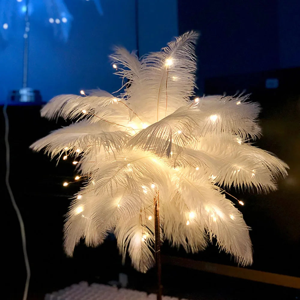 Touch Control Table Feather Lamp