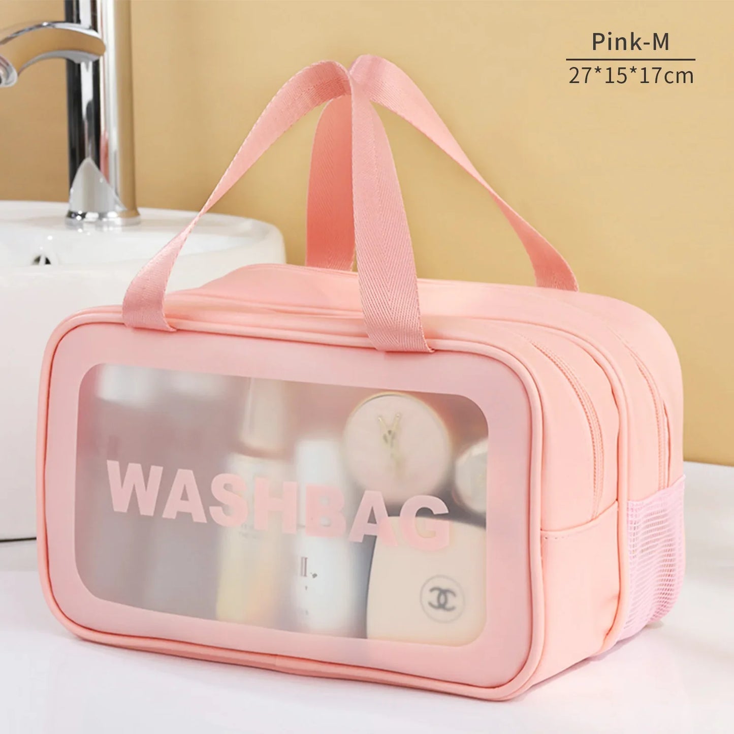 A toiletry bag, also known as a travel kit, dopp kit, or vanity case, is a compact container designed to hold personal hygiene and grooming items such as toothbrushes, toothpaste, soap, and shaving supplies. Typically used during travel, these bags are made from various materials and often feature multiple compartments for organized storage