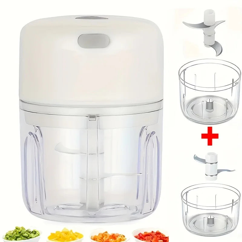 Electric Mini Food Chopper and Garlic Masher - Portable USB Meat Grinder and Vegetable Cutter for Kitchen Use