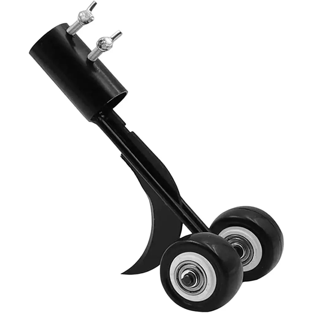 A portable gap weeder grass trimmer featuring an adjustable-length handle and a specialized cutting head designed to remove weeds from narrow gaps, such as between paving stones or along driveway edges. This manual tool allows users to eliminate weeds without the need to bend down, promoting ergonomic gardening practices