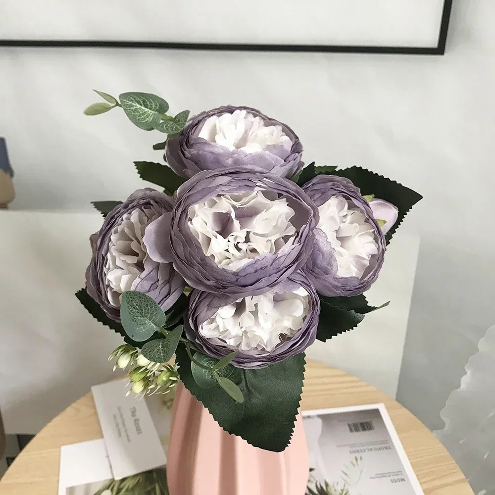 Artificial silk peony bouquet