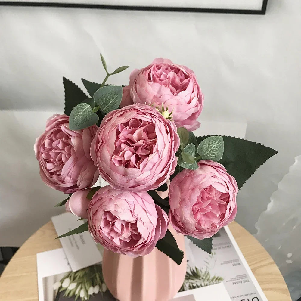 Artificial silk peony bouquet