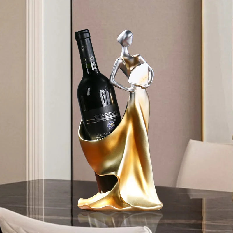 A wine rack ingeniously designed as a women's skirt, combining functionality with artistic flair. Crafted from durable materials, it securely holds wine bottles while adding a unique and playful touch to your home decor