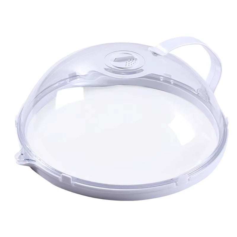 Microwave Food Splash Guard with Handle - Transparent Oven Heating Cover for Plates and Cooking Utensils