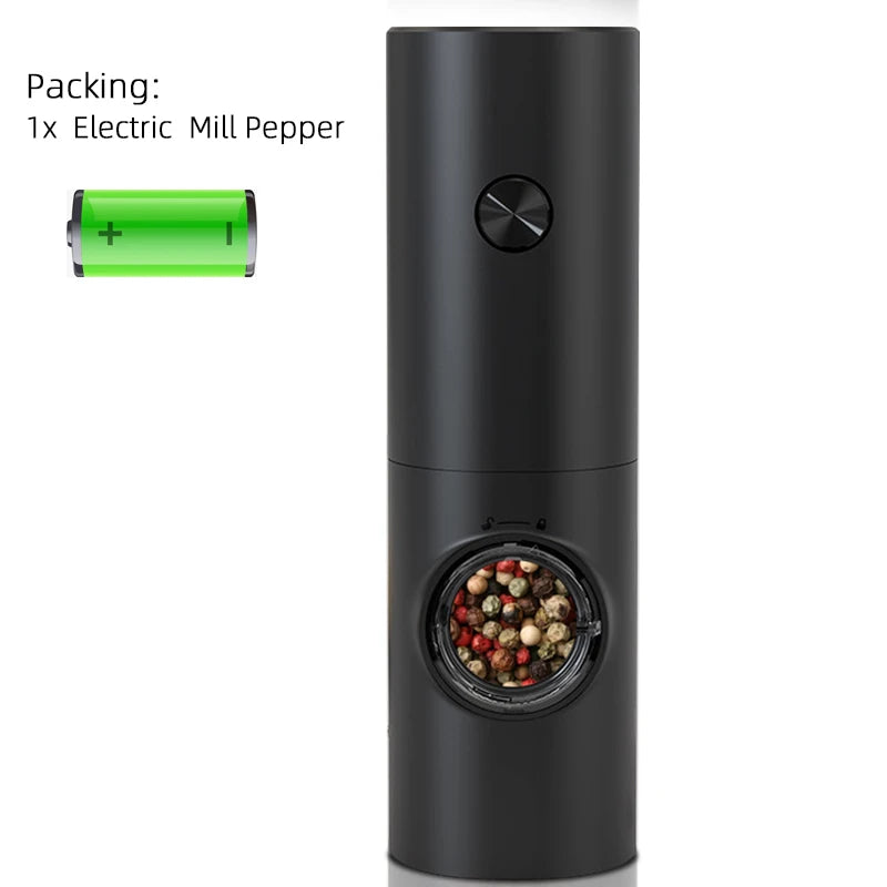 Electric Automatic Pepper and Salt Grinder Set with Base, Battery-Powered, LED Light, and Adjustable Coarseness - Kitchen Essential