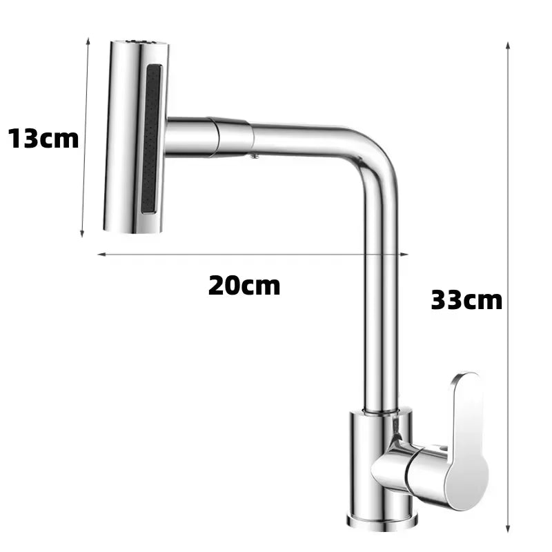 Stainless Steel 360° Rotating Waterfall Kitchen Faucet with Hot and Cold Water Mixer