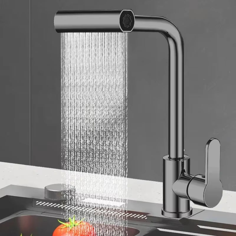 Stainless Steel 360° Rotating Waterfall Kitchen Faucet with Hot and Cold Water Mixer