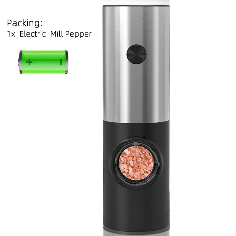 Electric Automatic Pepper and Salt Grinder Set with Base, Battery-Powered, LED Light, and Adjustable Coarseness - Kitchen Essential