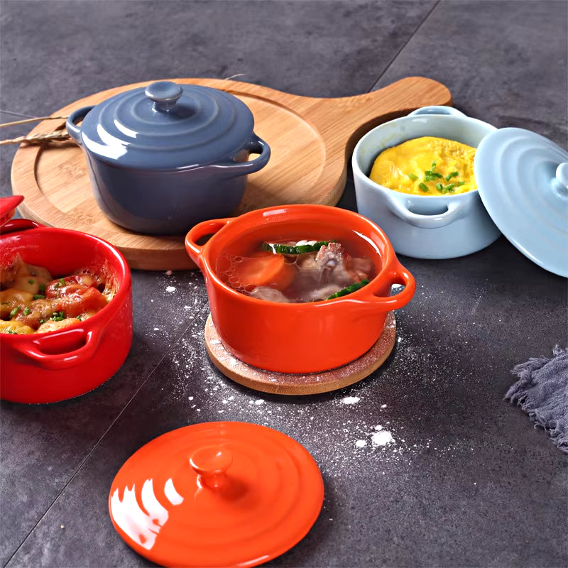 Mini Ceramic Soup Stock Pot with Lid for Children - Versatile Stew and Saucepan for Home and Restaurant Use