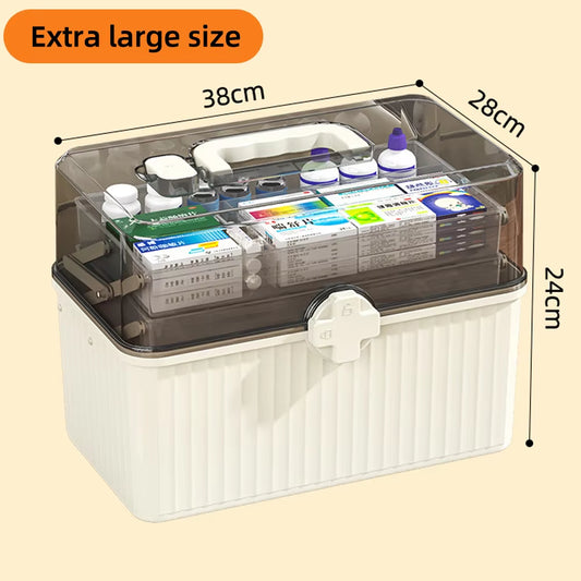 Large Capacity Multi-Layer Medicine Storage Box - Portable Dust-Proof Organizer and Emergency Kit