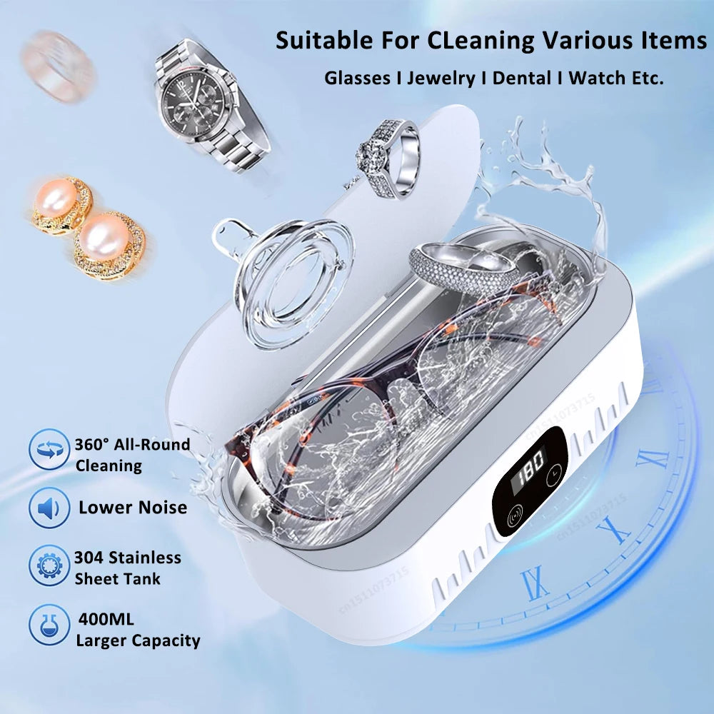 Ultrasonic Jewelry and Glasses Cleaner - High Frequency Cleaning Bath for Effective Jewelry Washing