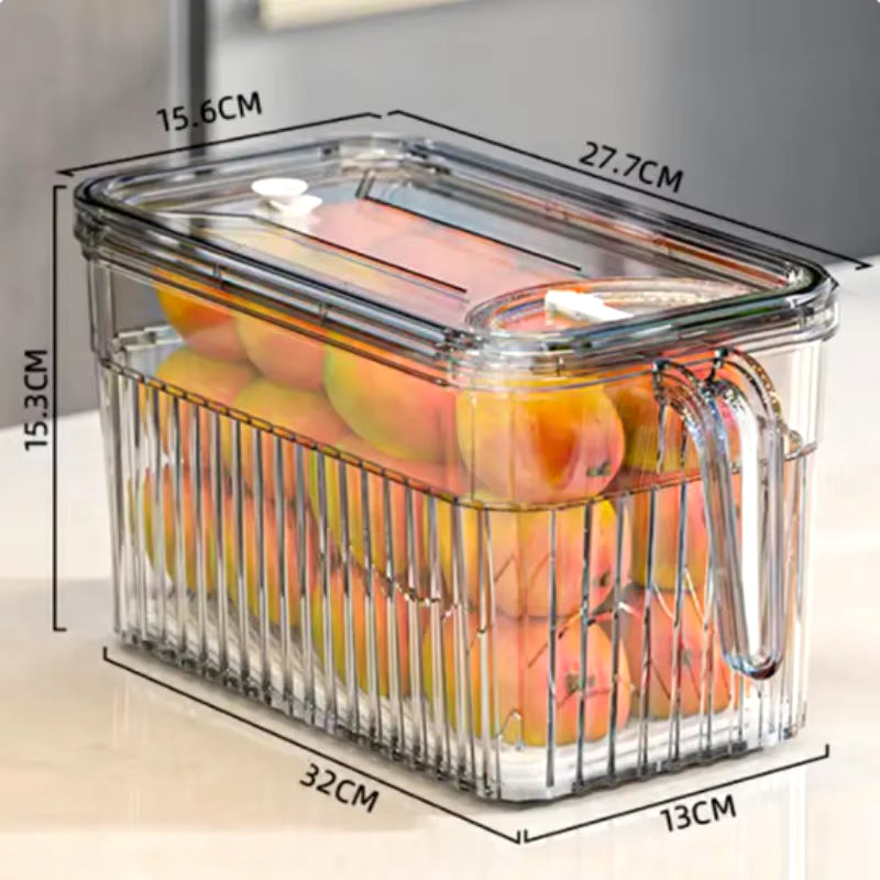 Refrigerator Storage Containers for Fresh Produce - Vegetable and Fruit Drain Basket Organizer for Pantry and Kitchen