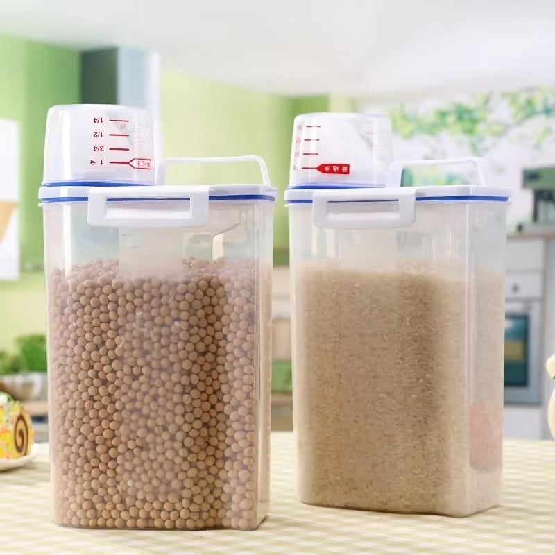 Portable Sealed Storage Jar for Grains, Snacks, and Pet Food - Transparent Kitchen Container