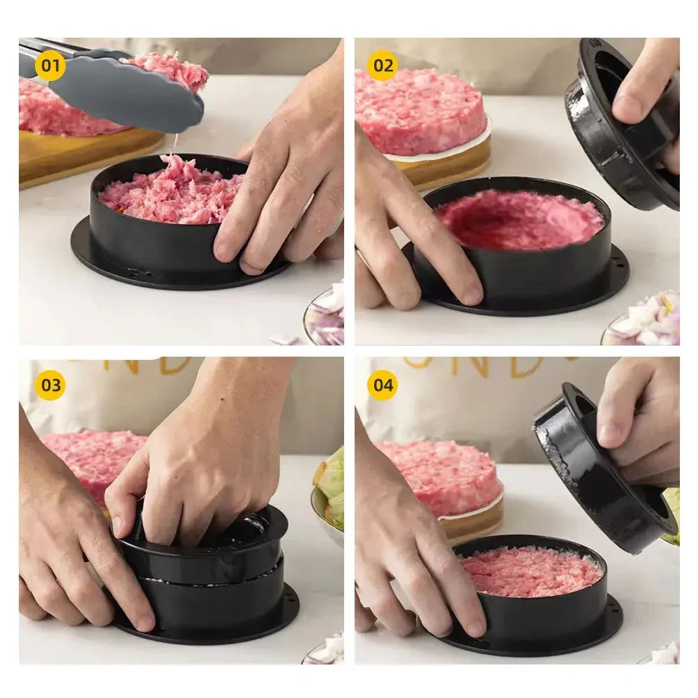 Professional Non-Stick ABS Hamburger Meat Press for Stuffed Burger Patties - Round Shape Grill Mould Kitchen Accessory