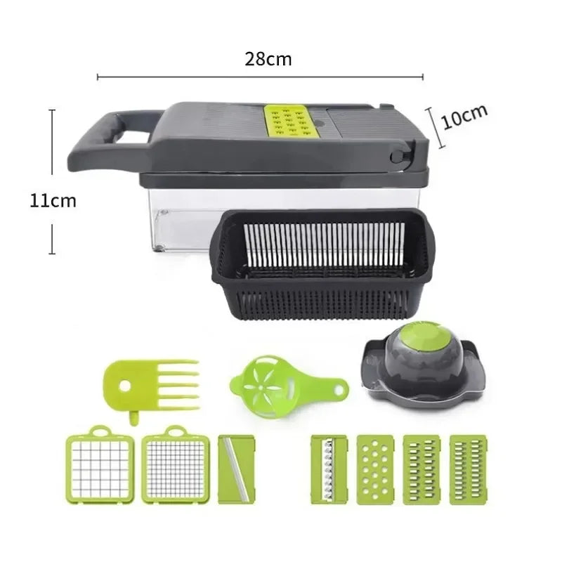 14-in-1 Multifunctional Vegetable Chopper and Slicer with Handle - Versatile Food Grater and Dicer for Kitchen Use